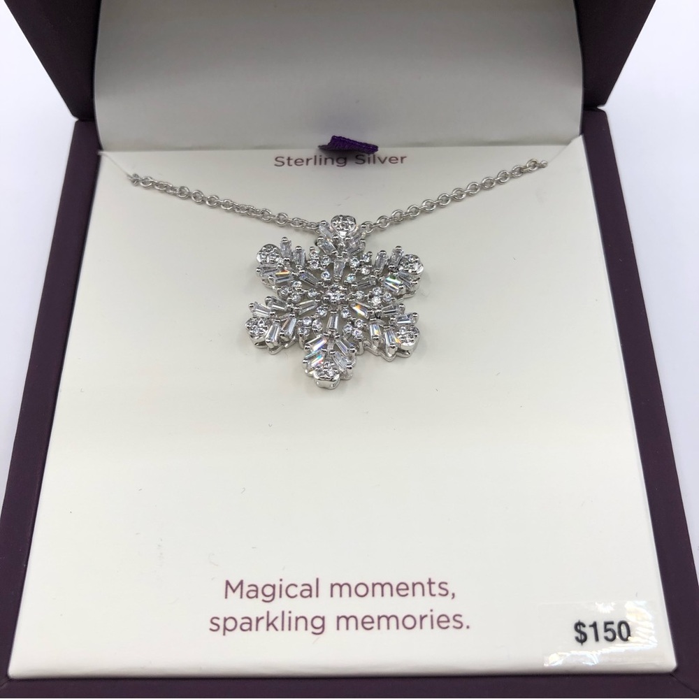 Hallmark Snowflake Pendant Necklace Sterling Silver NEW Jewelry Winter